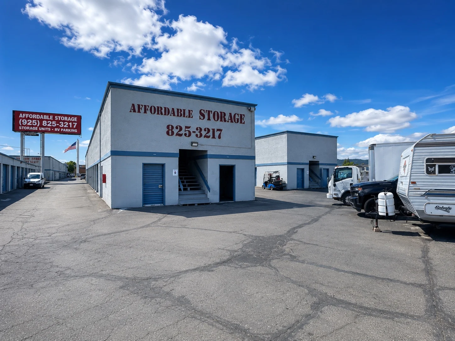 Exterior view of the Affordable Storage facility in Pacheco